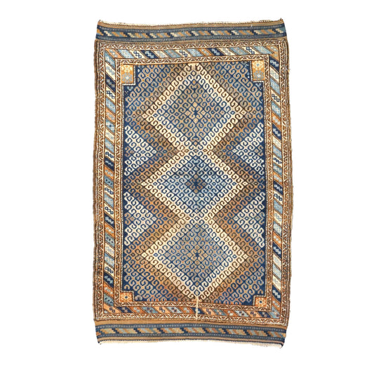 Antique Persian Baluch Wool 3x5 Blue & Brown Handmade Area Rug #9901407