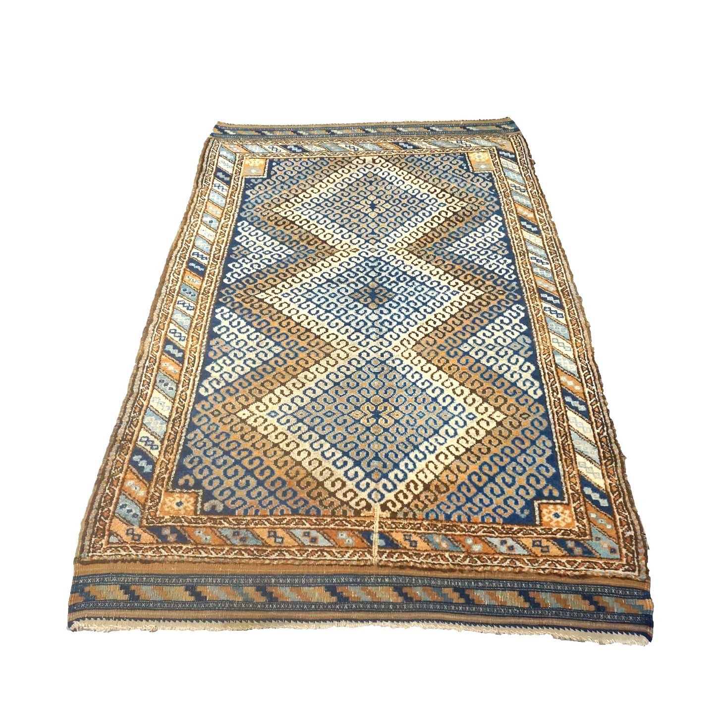 Antique Persian Baluch Wool 3x5 Blue & Brown Handmade Area Rug #9901407