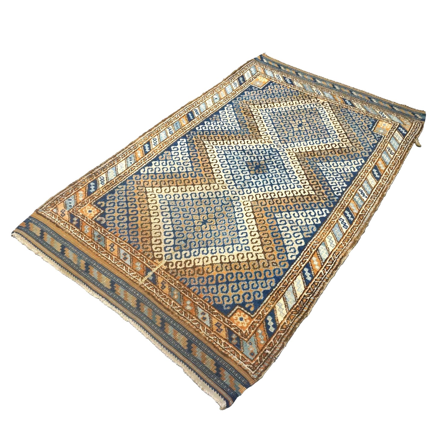 Antique Persian Baluch Wool 3x5 Blue & Brown Handmade Area Rug #9901407