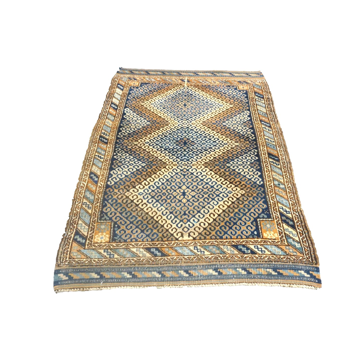 Antique Persian Baluch Wool 3x5 Blue & Brown Handmade Area Rug #9901407
