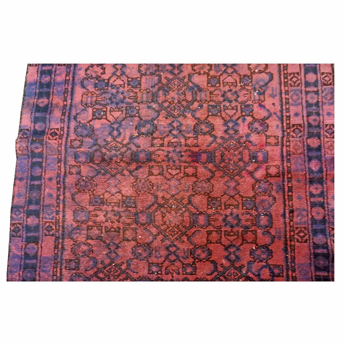 Vintage Persian Overdyed Wool 3X13 Purple, Pink & Blue Handmade Runner Rug #9901435