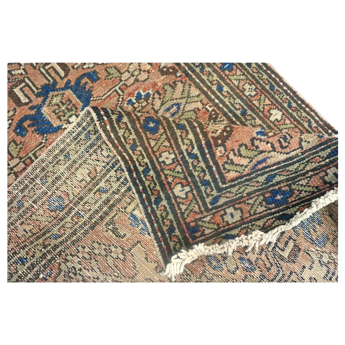 Antique Persian Hamadan Wool 3x10 Brick, Ivory & Brown Handmade Runner Rug # 9901453