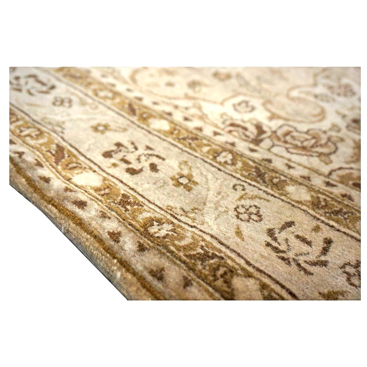 Persian Sarouk Wool 4x5 Beige & Tan Handmade Area Rug # 9901839