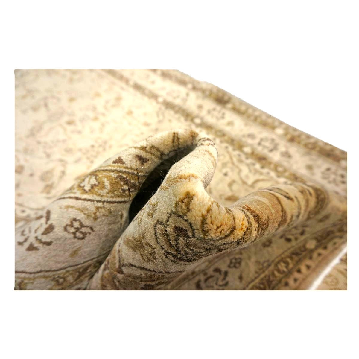 Persian Sarouk Wool 4x5 Beige & Tan Handmade Area Rug # 9901839