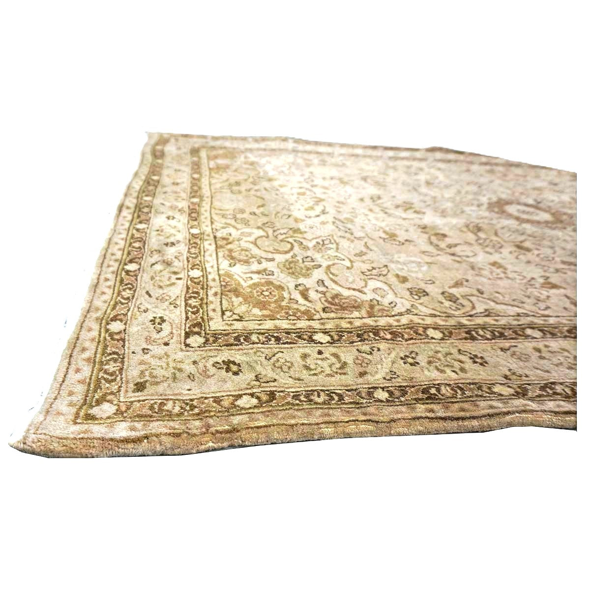Persian Sarouk Wool 4x5 Beige & Tan Handmade Area Rug # 9901839
