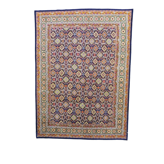 Antique Persian Tabriz Gobeh Wool 8x11 Navy, Yellow & Green Handmade Area Rug #9902032