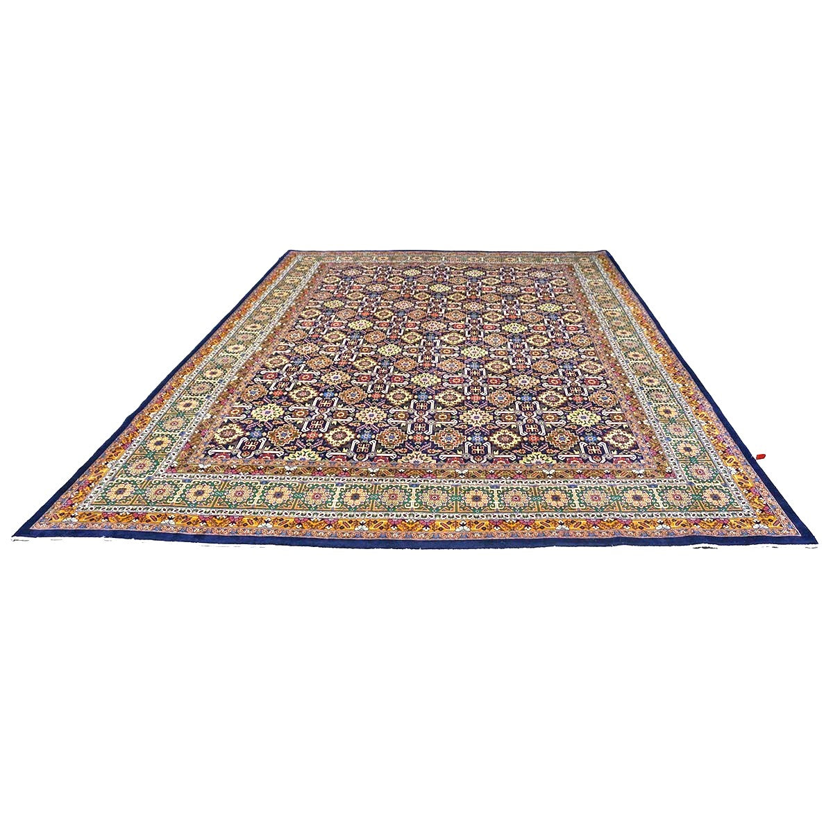 Antique Persian Tabriz Gobeh Wool 8x11 Navy, Yellow & Green Handmade Area Rug #9902032