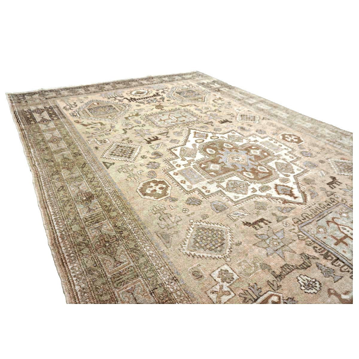Antique Persian Ardabil Wool 5x9 Tan, Olive & Ivory Handmade Area Rug #9902051