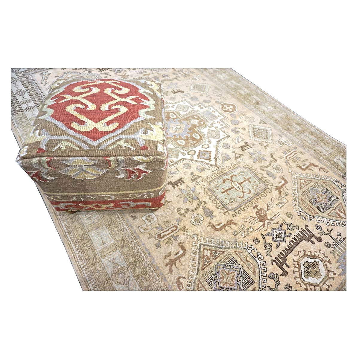 Antique Persian Ardabil Wool 5x9 Tan, Olive & Ivory Handmade Area Rug #9902051