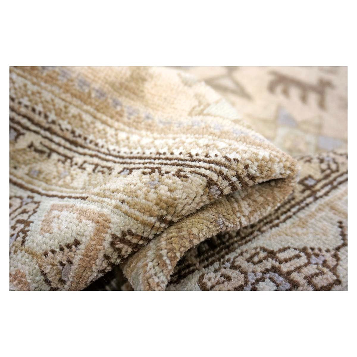 Antique Persian Ardabil Wool 5x9 Tan, Olive & Ivory Handmade Area Rug #9902051