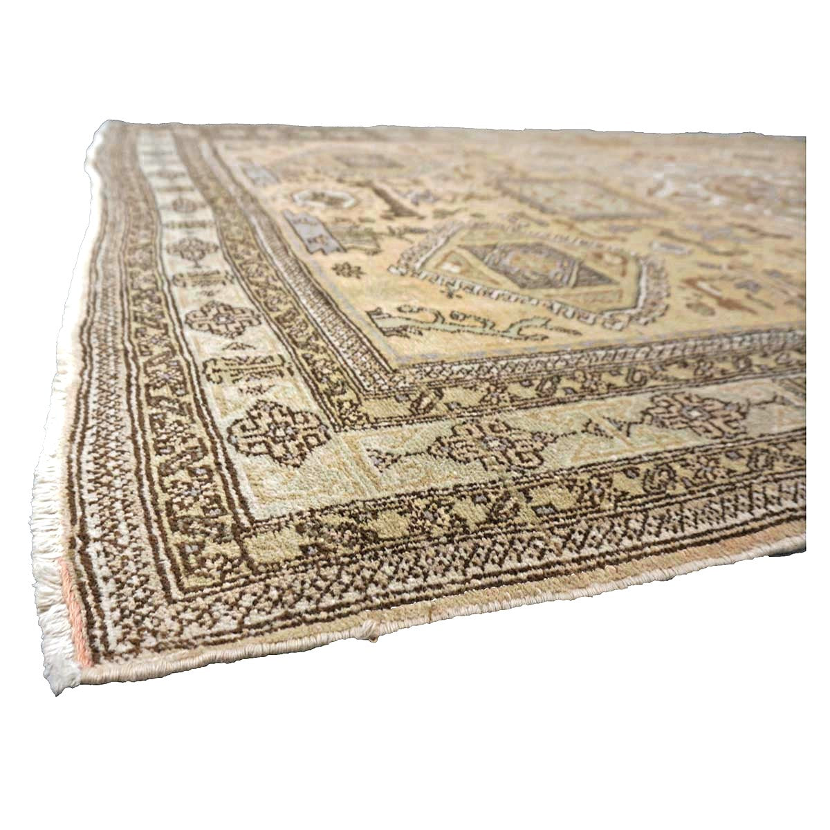 Antique Persian Ardabil Wool 5x9 Tan, Olive & Ivory Handmade Area Rug #9902051