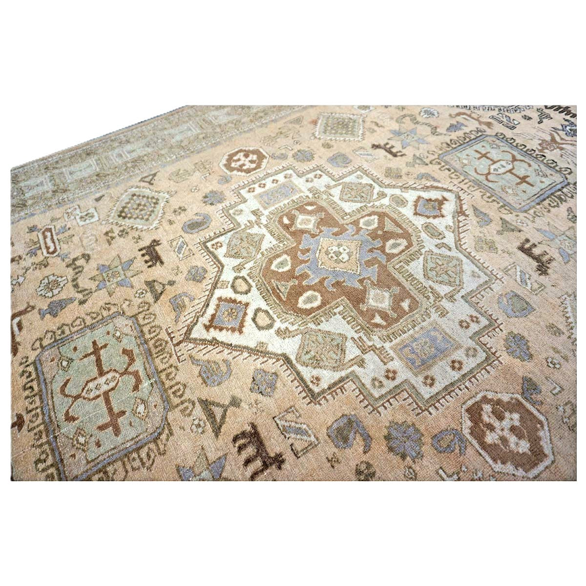 Antique Persian Ardabil Wool 5x9 Tan, Olive & Ivory Handmade Area Rug #9902051