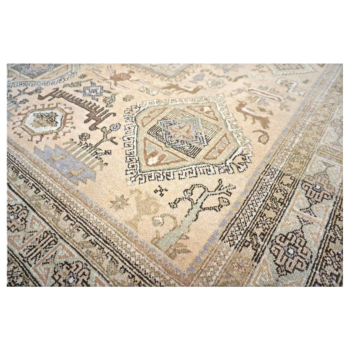Antique Persian Ardabil Wool 5x9 Tan, Olive & Ivory Handmade Area Rug #9902051