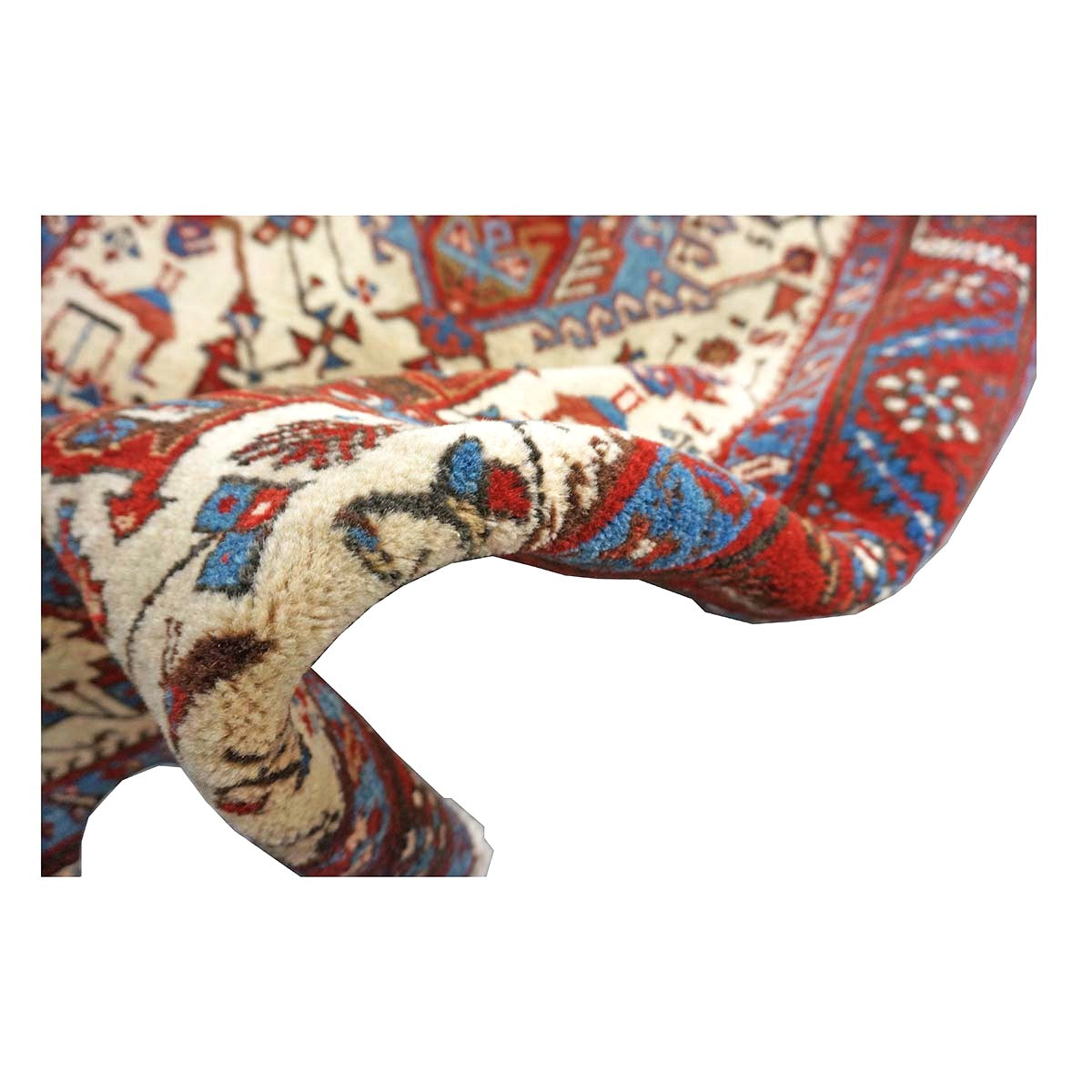 Persian Heriz Wool 3x15 Ivory, Red & Light Blue Handmade Runner Rug #9902071