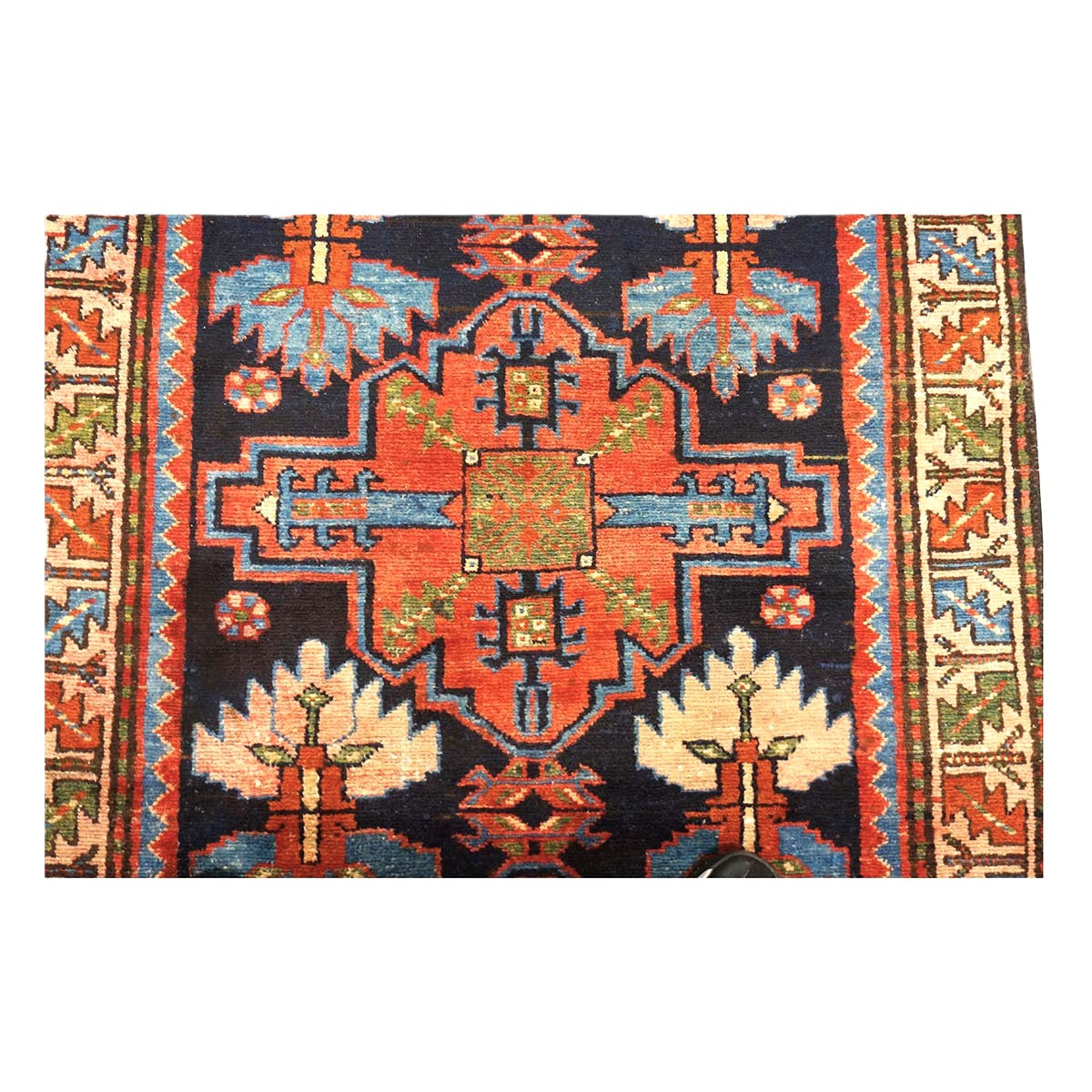 Persian Malayer Wool 3x10 Ivory, Blue & Orange Handmade Runner Rug #9902105