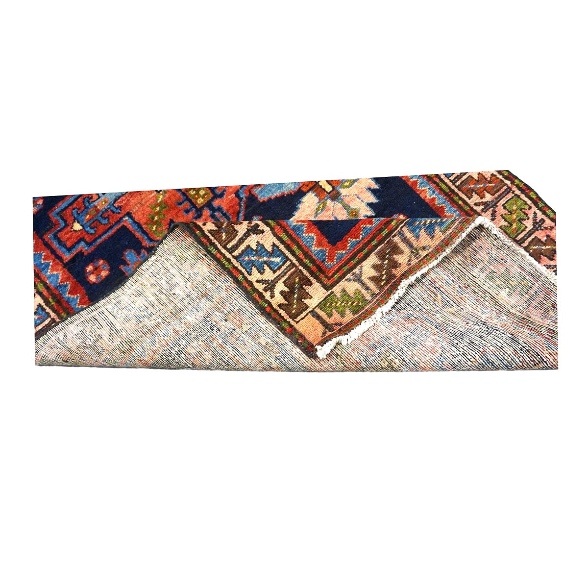 Persian Malayer Wool 3x10 Ivory, Blue & Orange Handmade Runner Rug #9902105