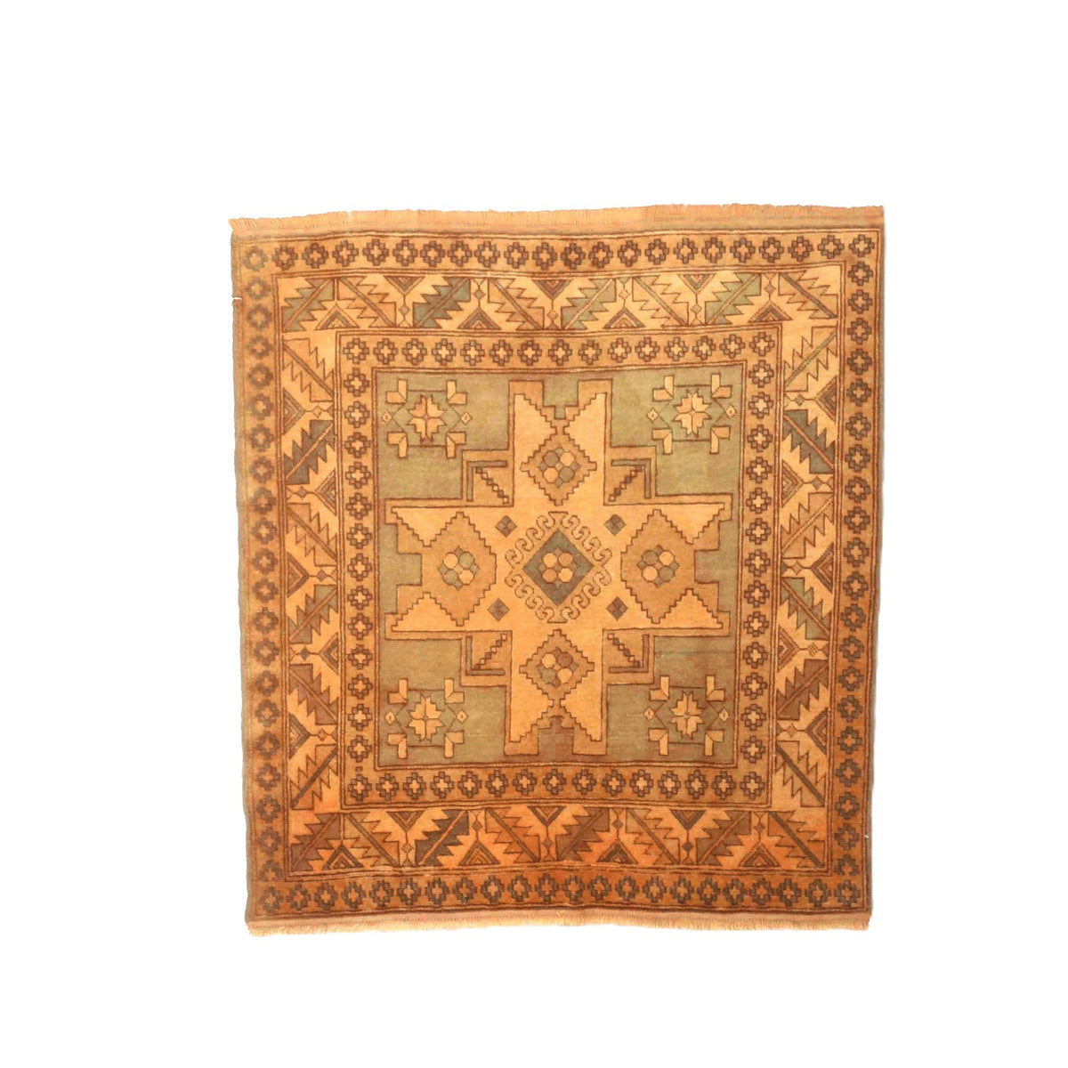 Turkish Kazak Wool 5x6 Camel & Slate Handmade Area Rug # 9902147
