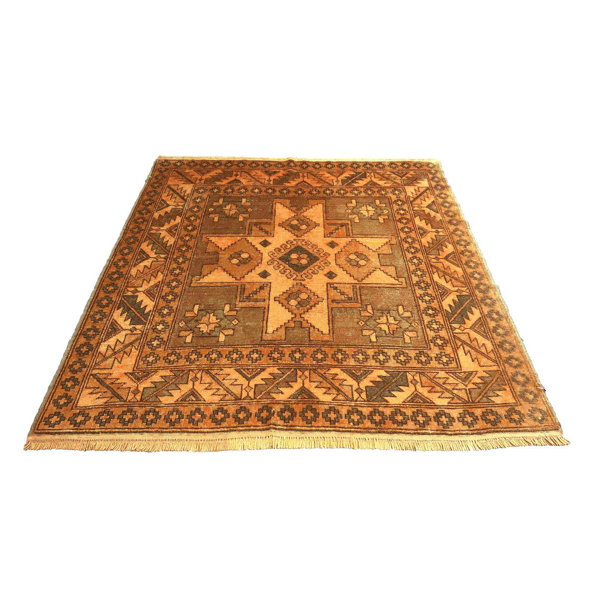 Turkish Kazak Wool 5x6 Camel & Slate Handmade Area Rug # 9902147