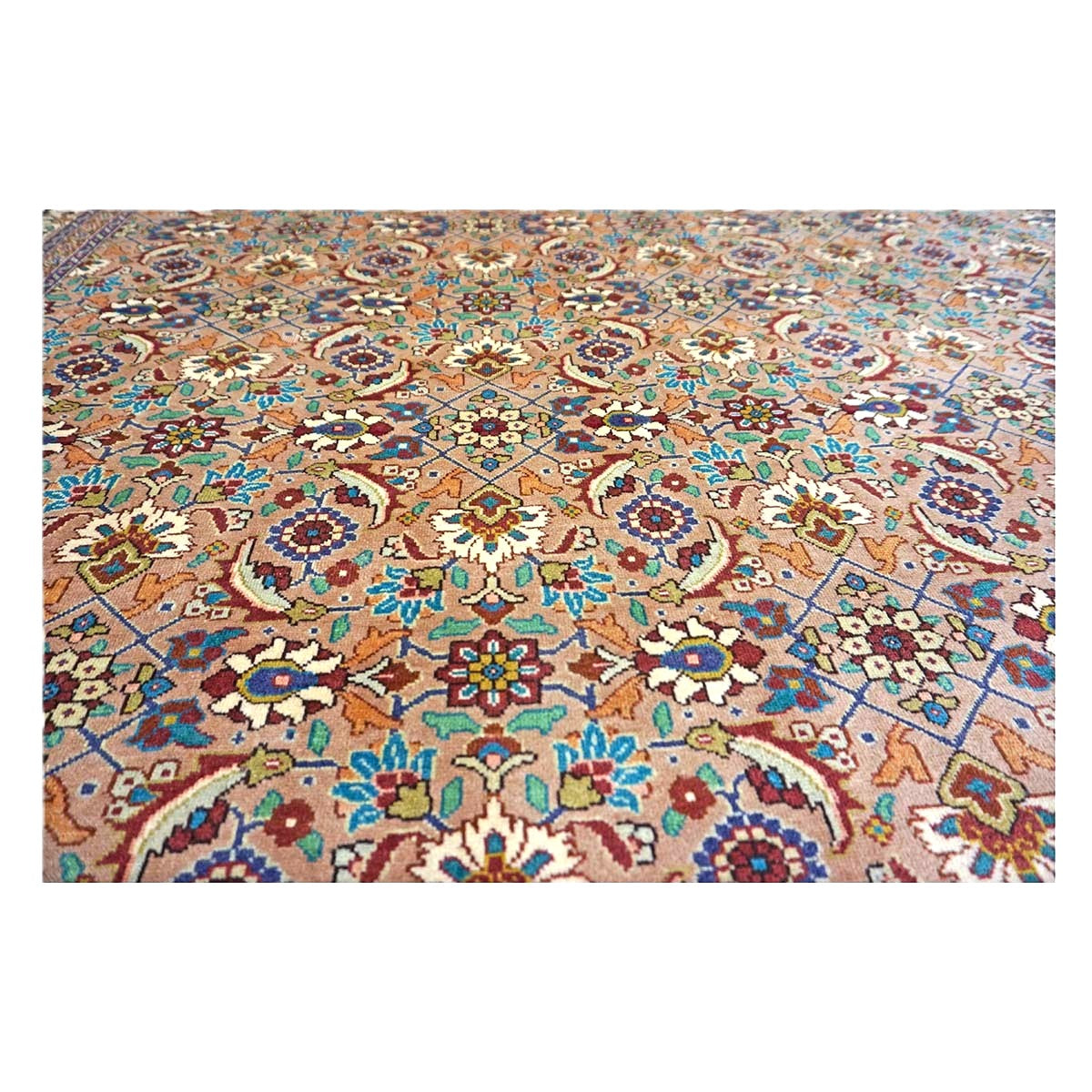 Antique Persian Tabriz Wool 7x9 Tan & Ivory Handmade Area Rug #9902154