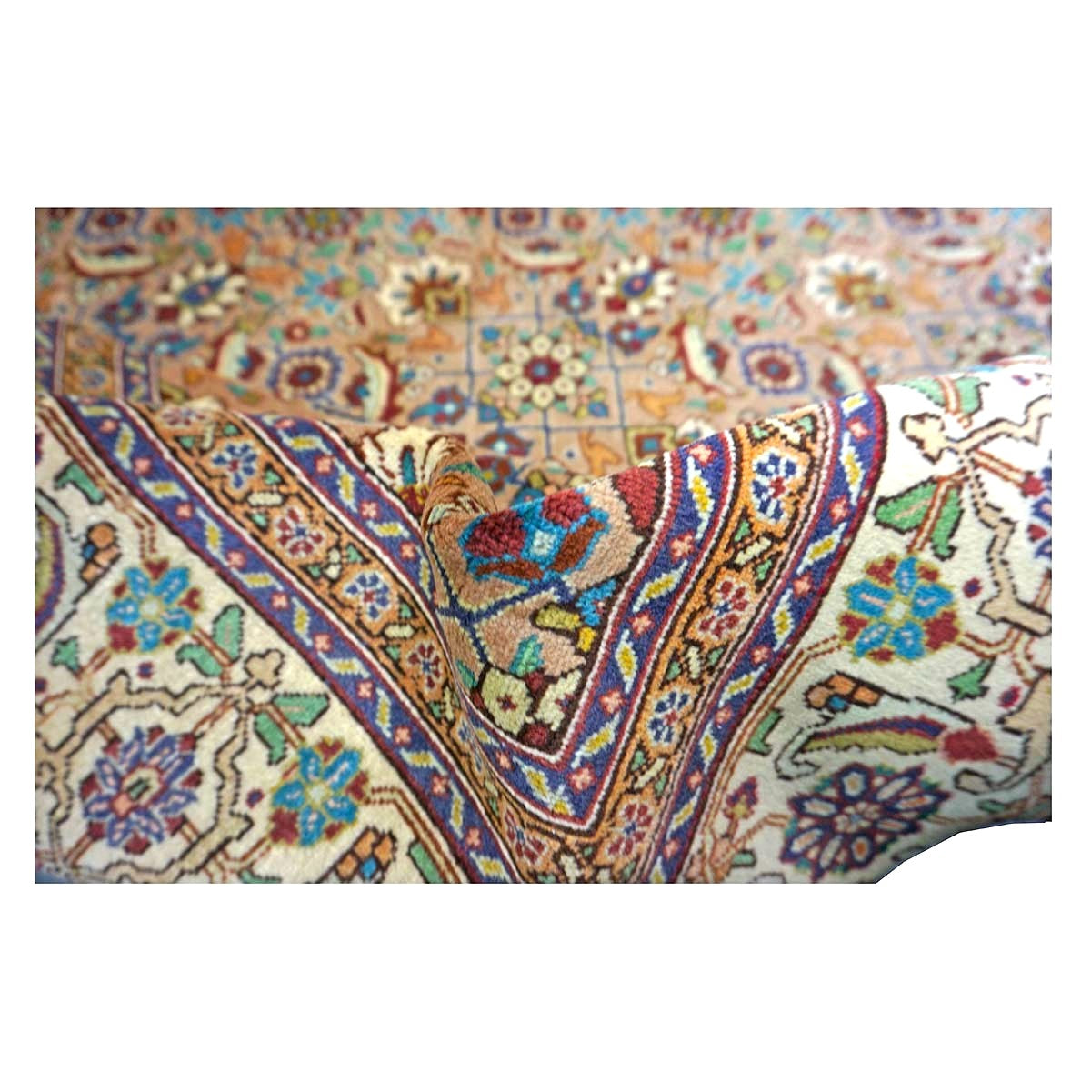 Antique Persian Tabriz Wool 7x9 Tan & Ivory Handmade Area Rug #9902154
