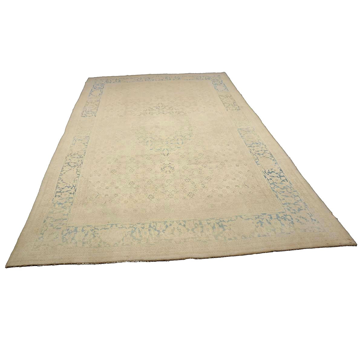 Antique Persian Mahal Wool 7x12 Tan & Teal Handmade Area Rug #9902201