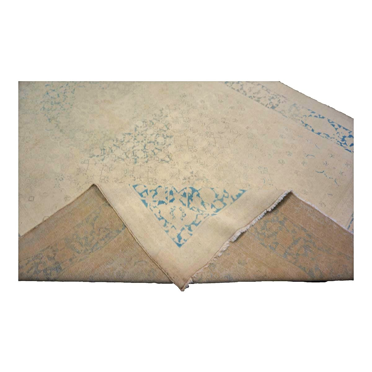 Antique Persian Mahal Wool 7x12 Tan & Teal Handmade Area Rug #9902201