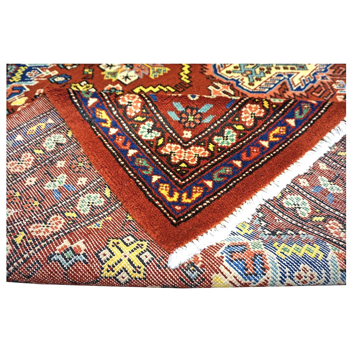 Antique Cacasiani Khotan Wool 7x10 Red & Ivory Handmade Area Rug #9902253