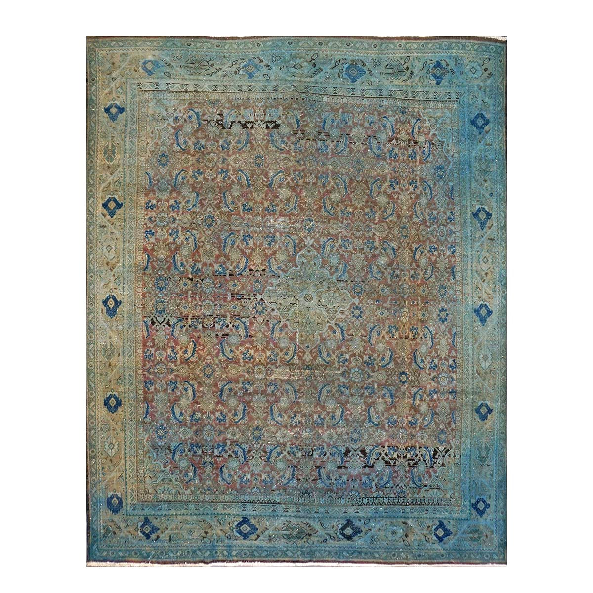 Persian Overdye Wool 10x13 Green & Blue Handmade Area Rug #9902263