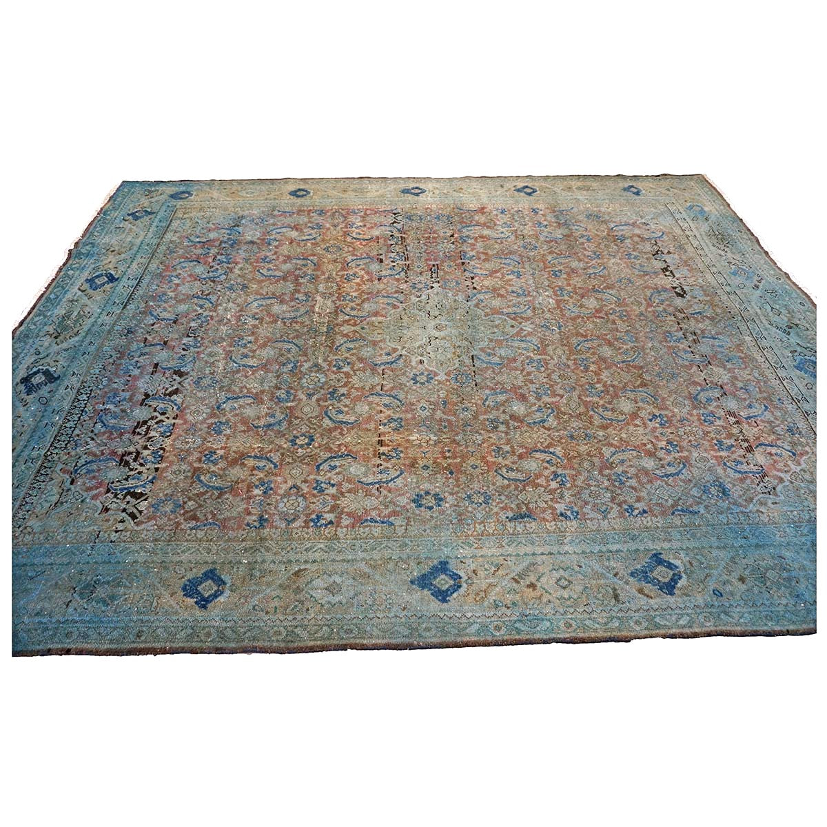 Persian Overdye Wool 10x13 Green & Blue Handmade Area Rug #9902263