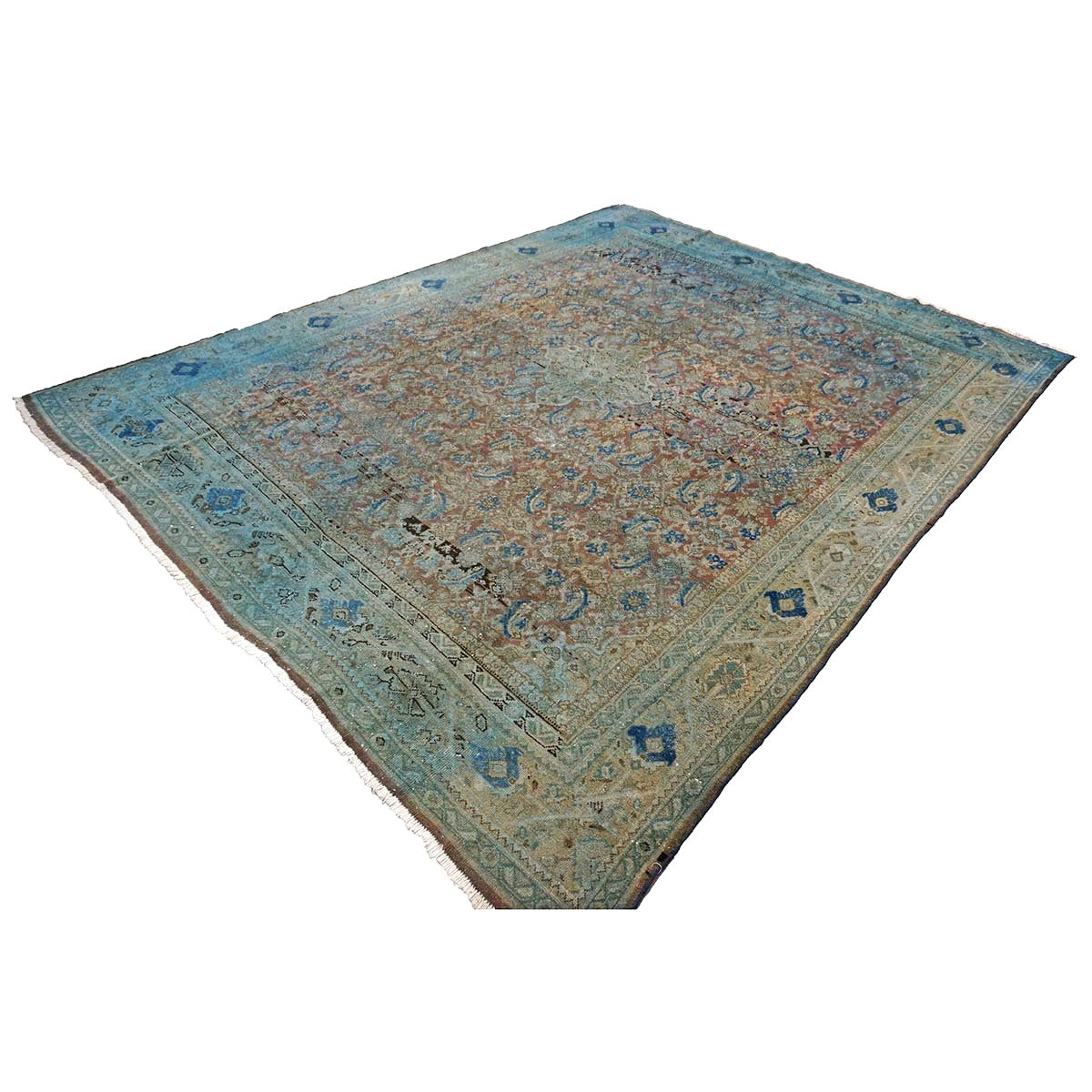 Persian Overdye Wool 10x13 Green & Blue Handmade Area Rug #9902263