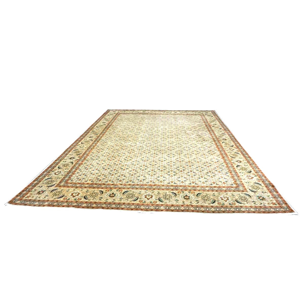 Persian Tabriz Wool 8x12 Olive, Teal & Rust Handmade Area Rug #9902272