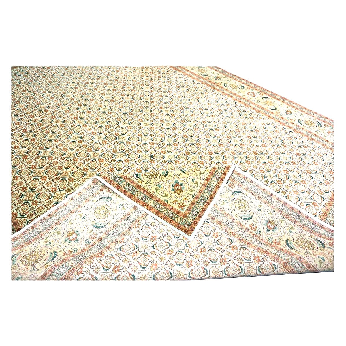Persian Tabriz Wool 8x12 Olive, Teal & Rust Handmade Area Rug #9902272