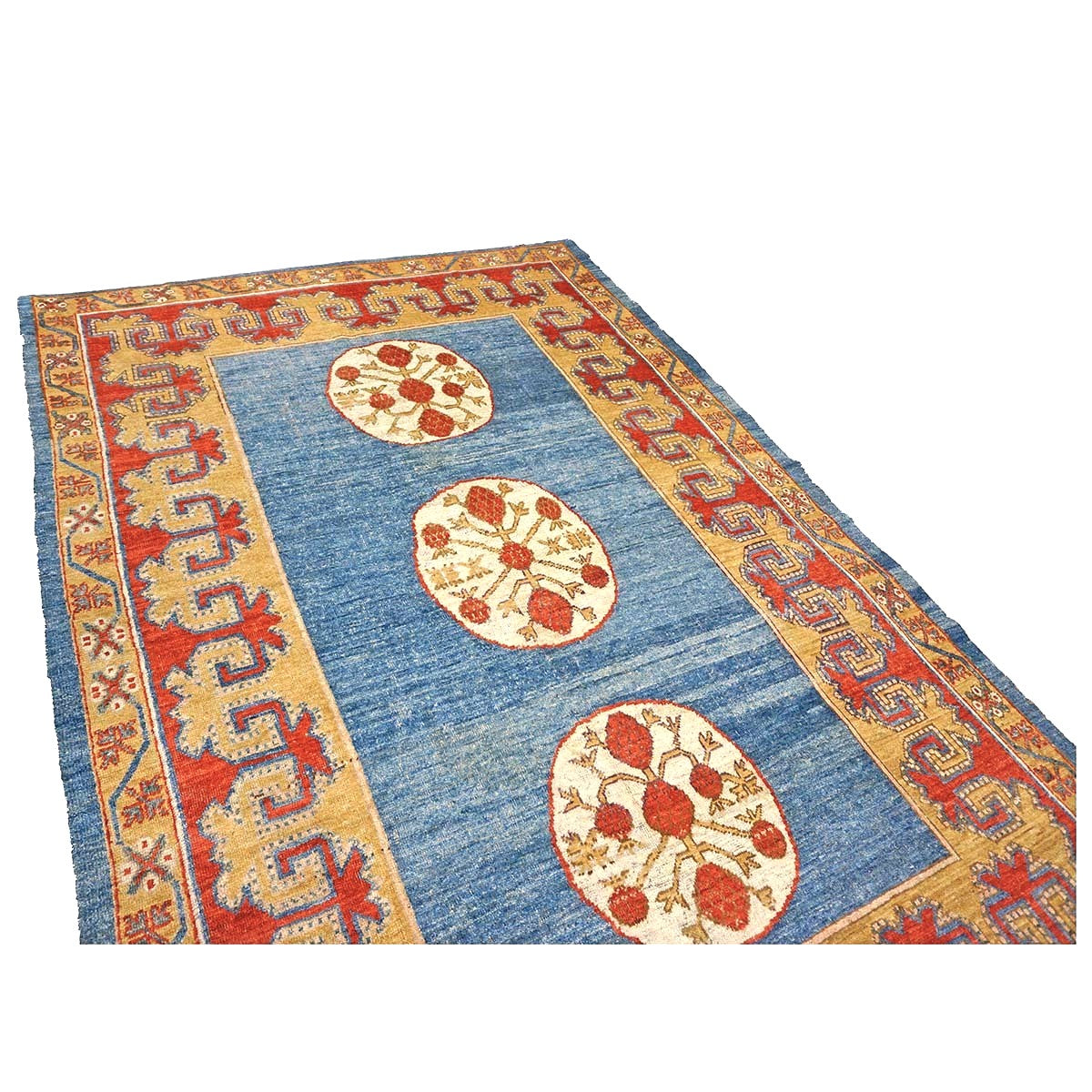 Turkish Khotan Wool 7x10 Blue & Red Handmade Area Rug #9902280