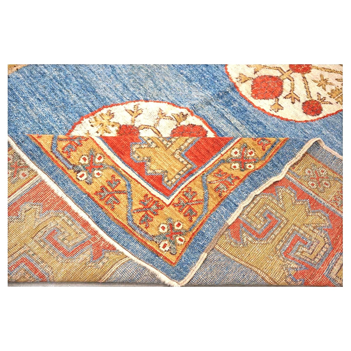 Turkish Khotan Wool 7x10 Blue & Red Handmade Area Rug #9902280