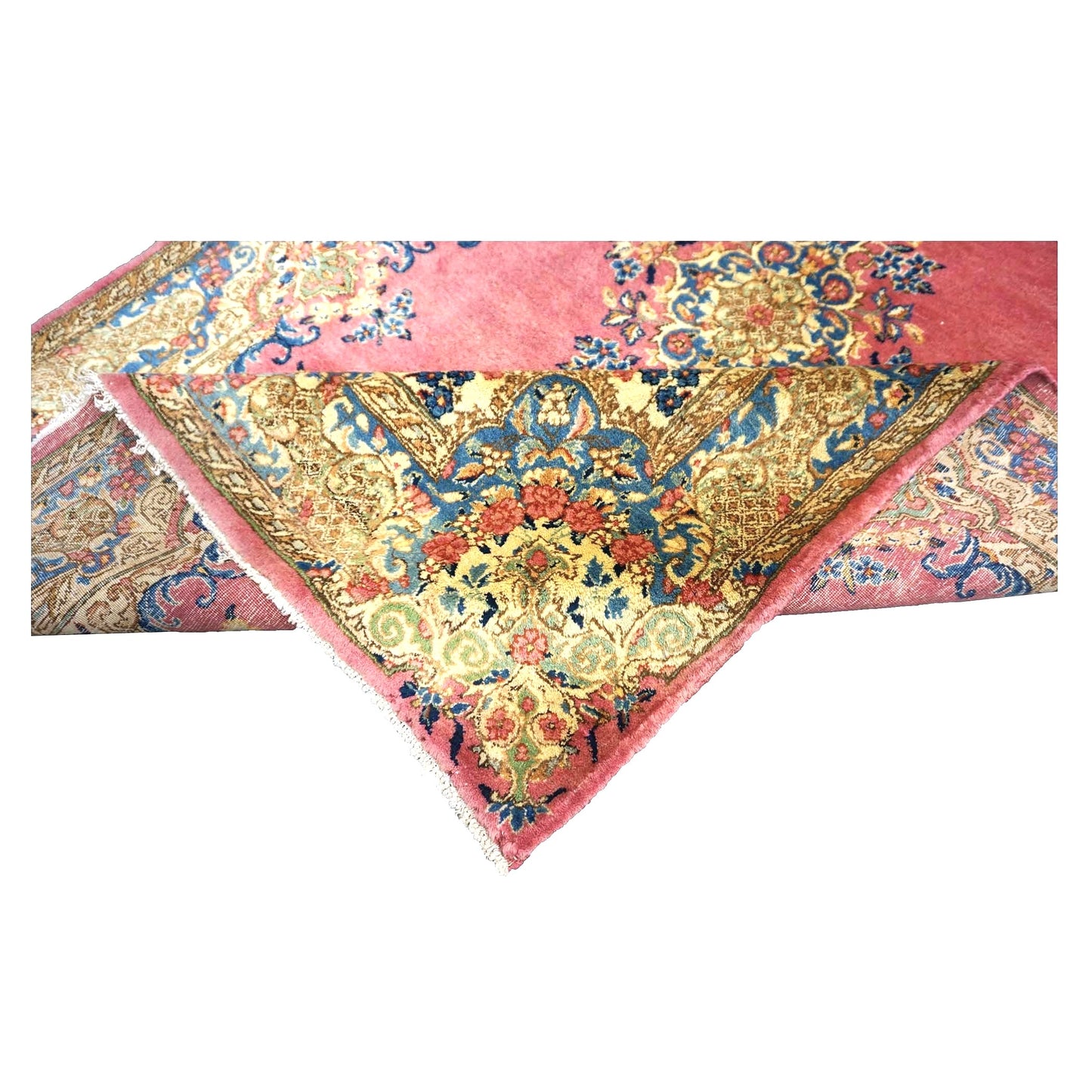 Antique Persian Kerman 4X6 Red, Blue & Ivory Handmade Area Rug #9902283