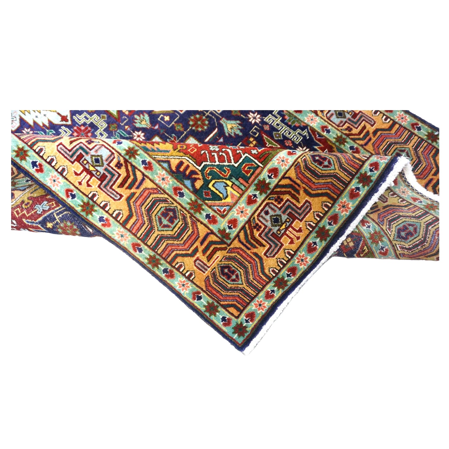 Persian Tabriz Wool 3x5 Orange, Green & Blue Handmade Throw Rug #9902395