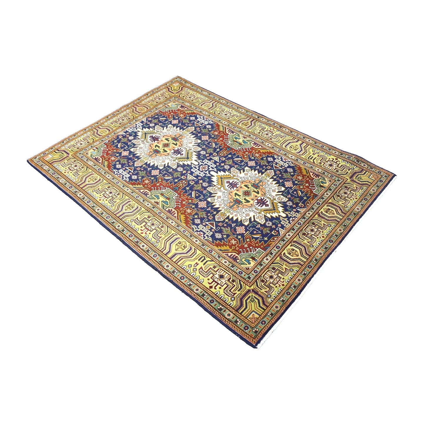 Antique Persian Tabriz Wool 3x5 Navy, Red & Gold Handmade Area Rug #9902406