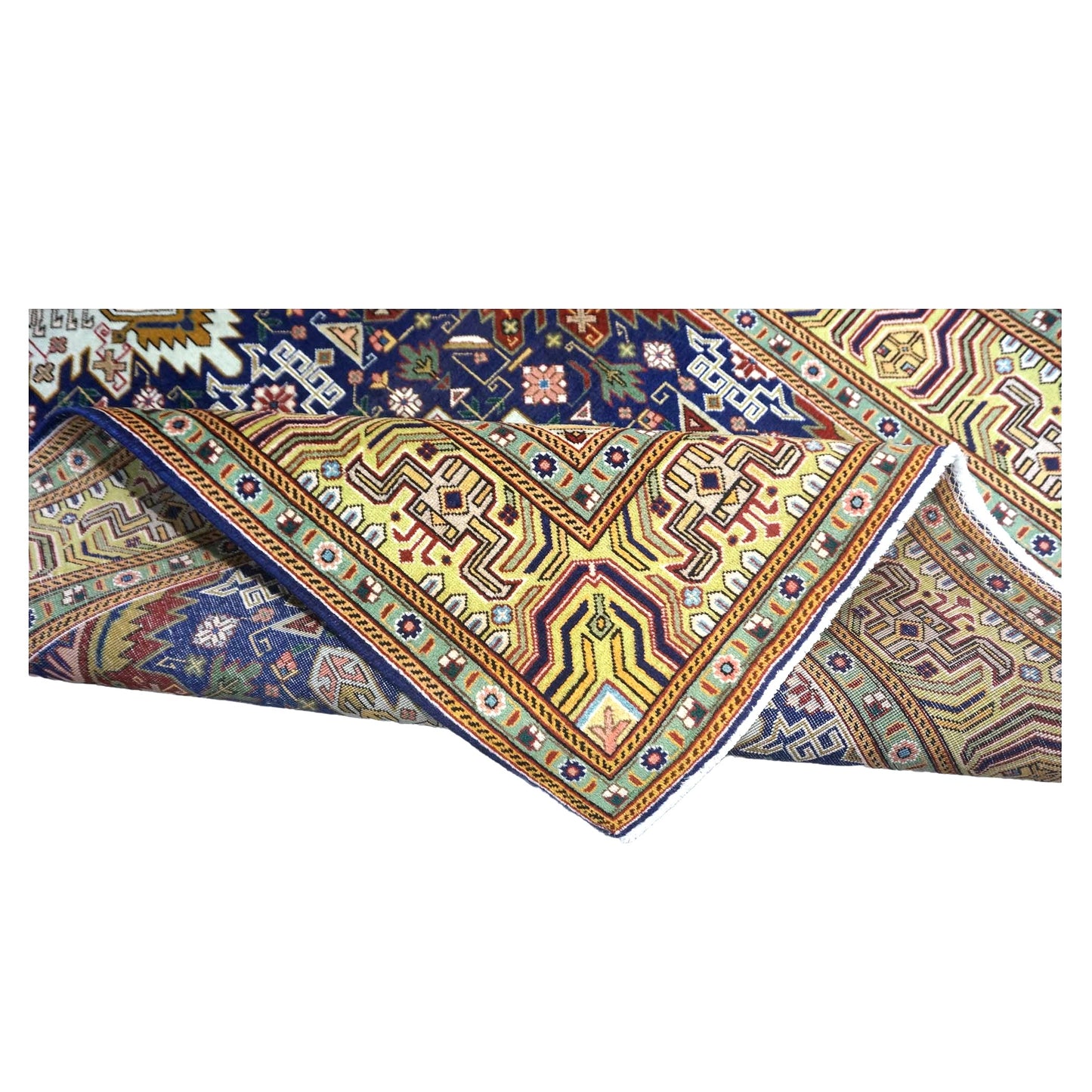 Antique Persian Tabriz Wool 3x5 Navy, Red & Gold Handmade Area Rug #9902406