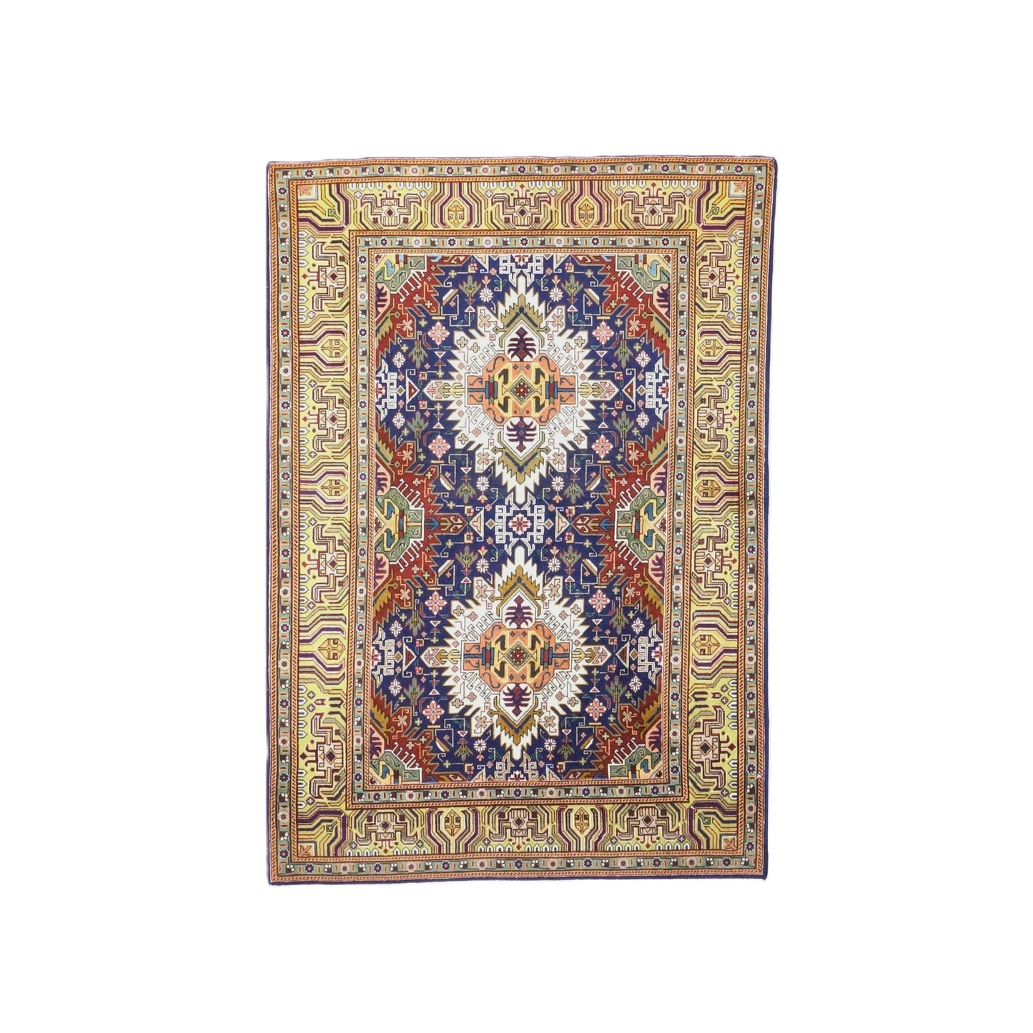Antique Persian Tabriz Wool 3x5 Navy, Red & Gold Handmade Area Rug #9902406