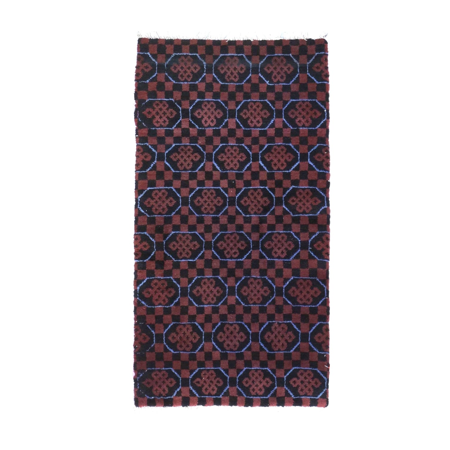 East Turkestani Khotan Wool 3x5 Red & Black Handmade Area Rug # 9902533