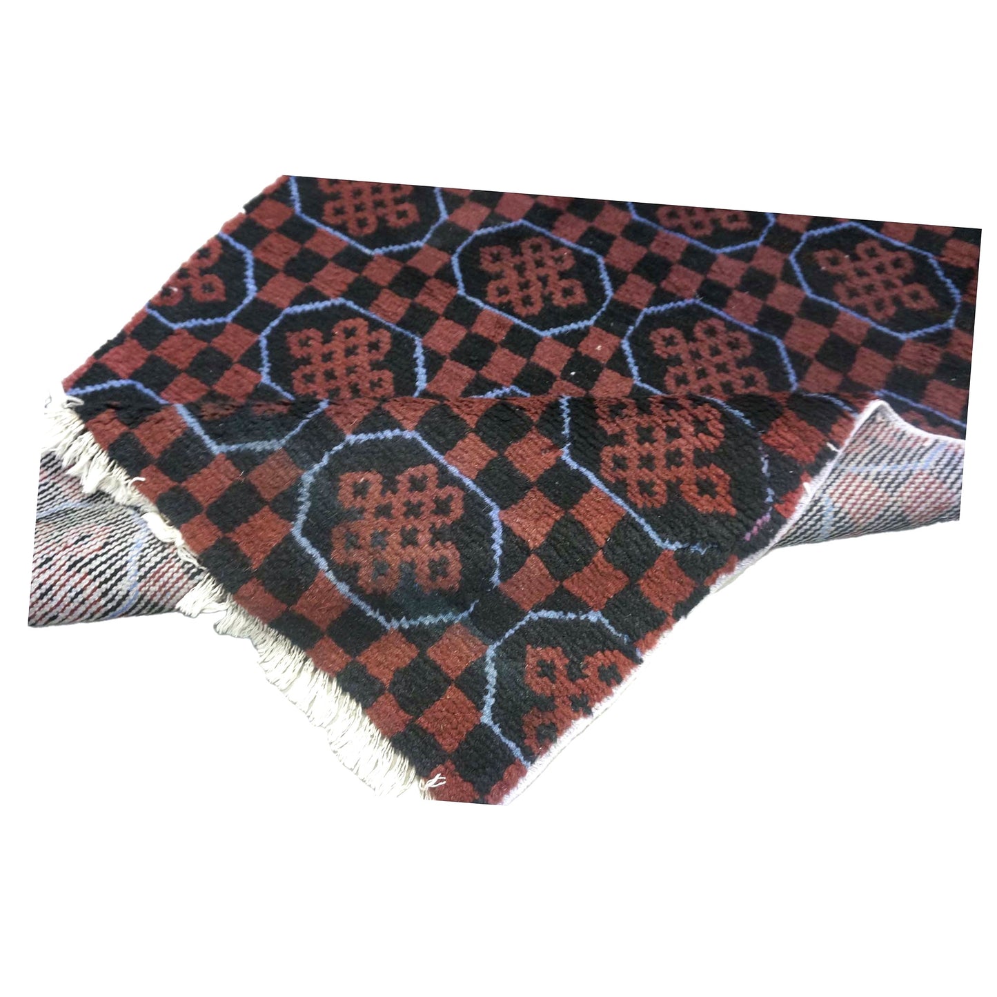 East Turkestani Khotan Wool 3x5 Red & Black Handmade Area Rug # 9902533