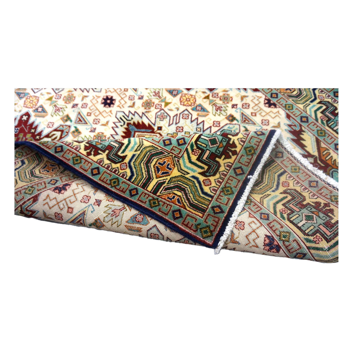 Antique Persian Tabriz Wool 3x5 Ivory, Burgundy & Green Handmade Area Rug #9902547