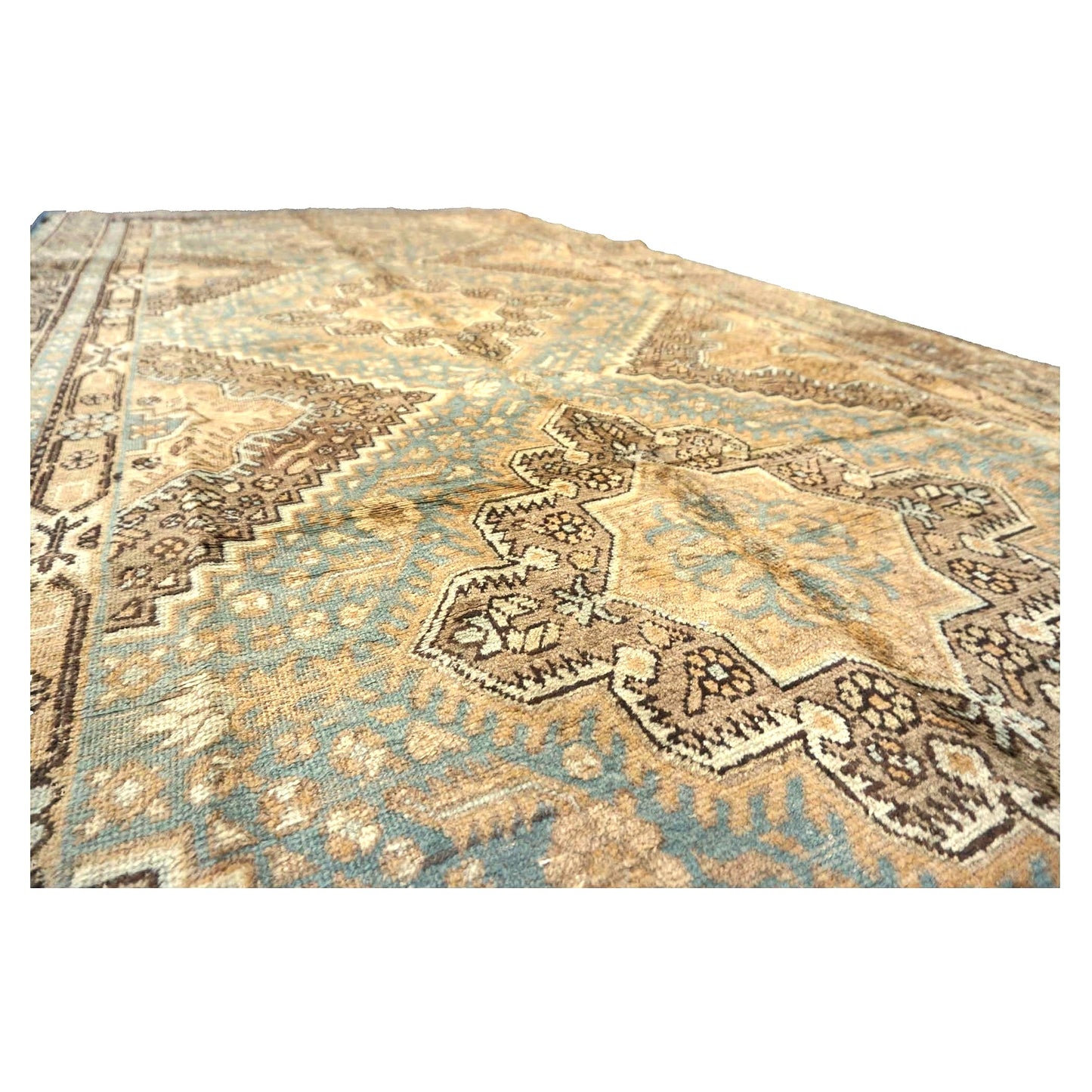 Vintage East Turkestani Khotan Wool 6x13 Tan, Taupe & Grey Handmade Gallery Rug #9902560
