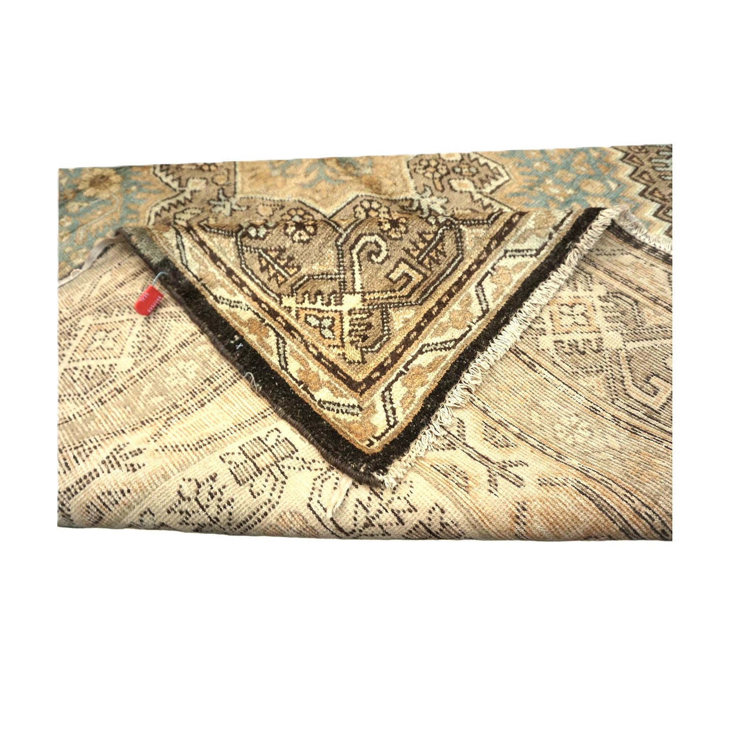 Vintage East Turkestani Khotan Wool 6x13 Tan, Taupe & Grey Handmade Gallery Rug #9902560