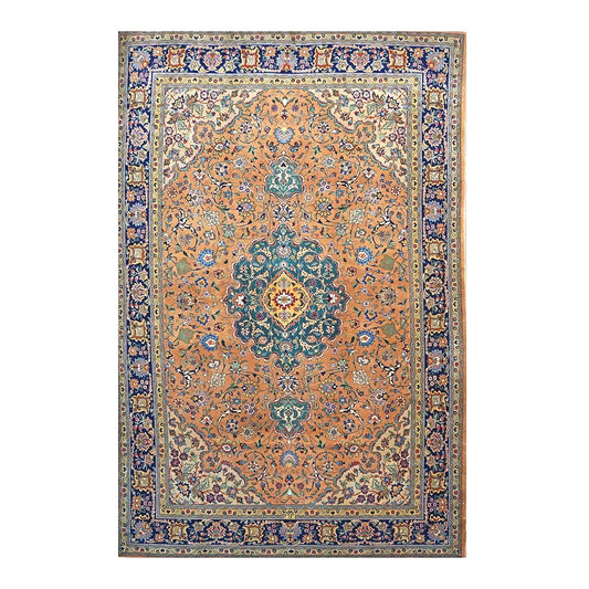 Antique Persian Tabriz Wool 6x10 Copper, Tan & Navy Handmade Area Rug #9902593