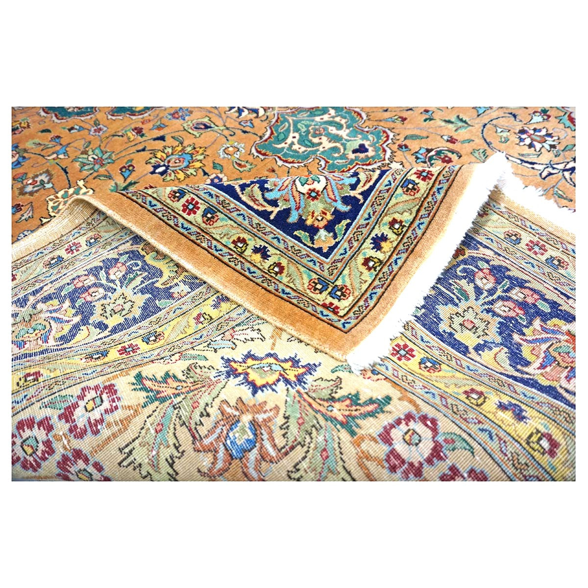 Antique Persian Tabriz Wool 6x10 Copper, Tan & Navy Handmade Area Rug #9902593