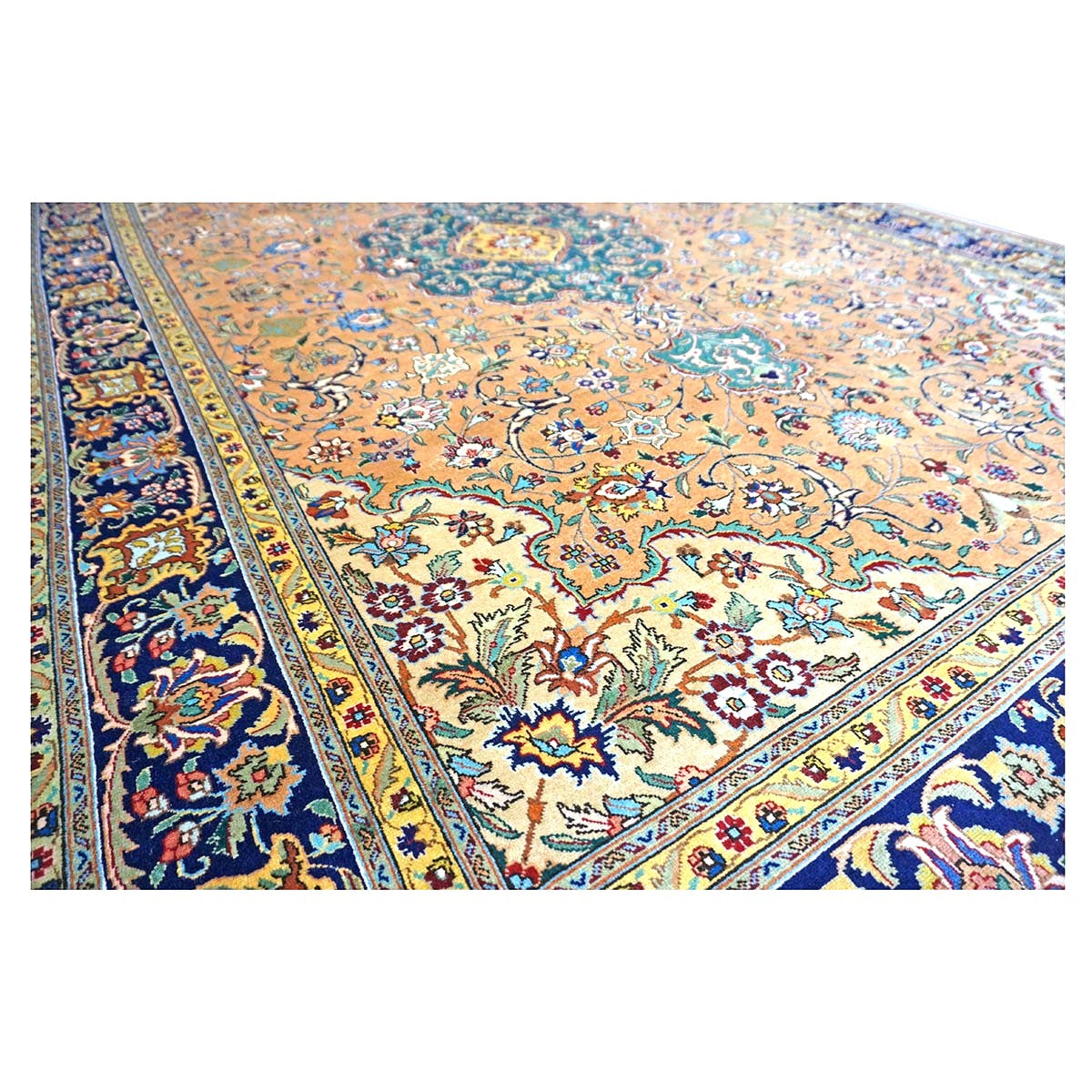 Antique Persian Tabriz Wool 6x10 Copper, Tan & Navy Handmade Area Rug #9902593