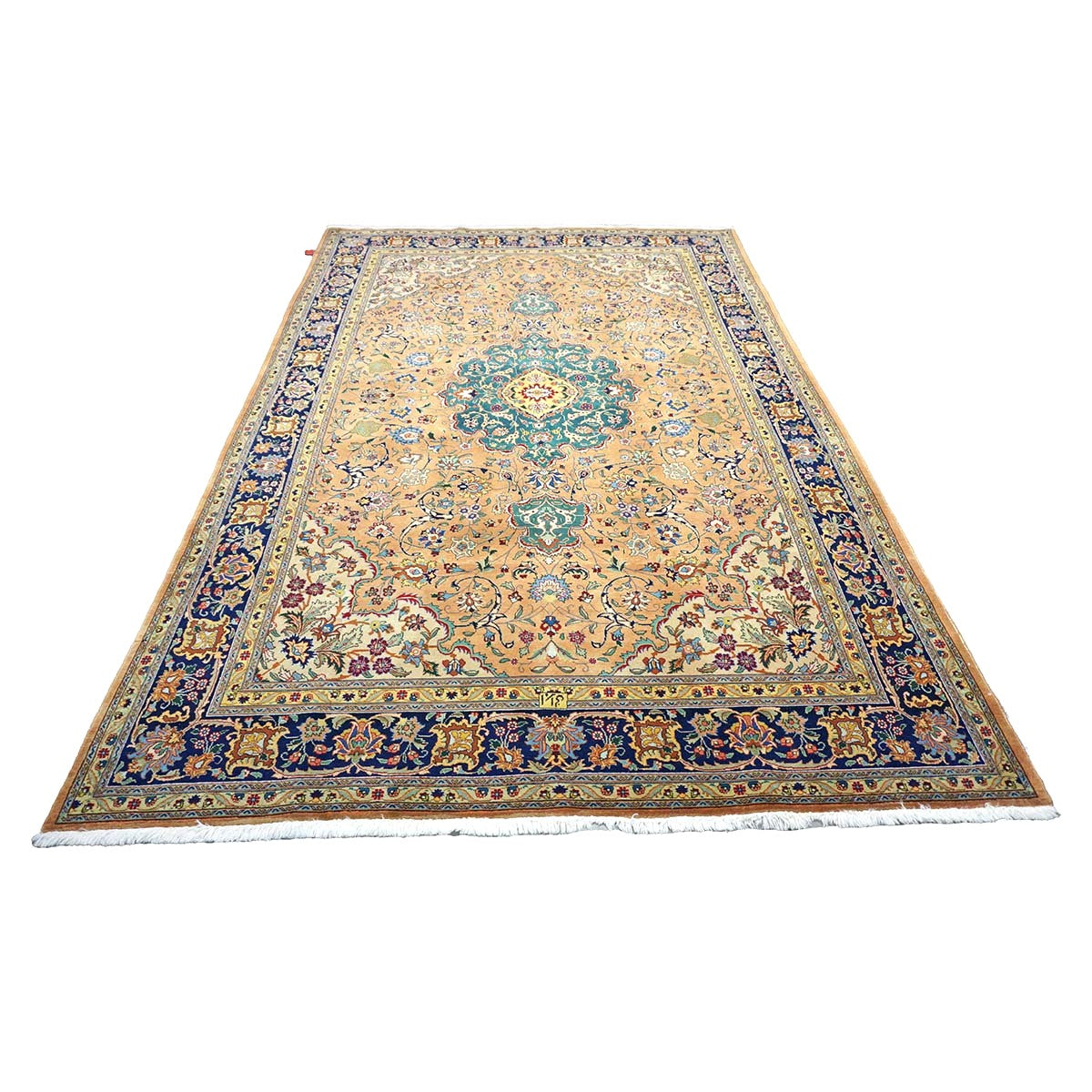 Antique Persian Tabriz Wool 6x10 Copper, Tan & Navy Handmade Area Rug #9902593