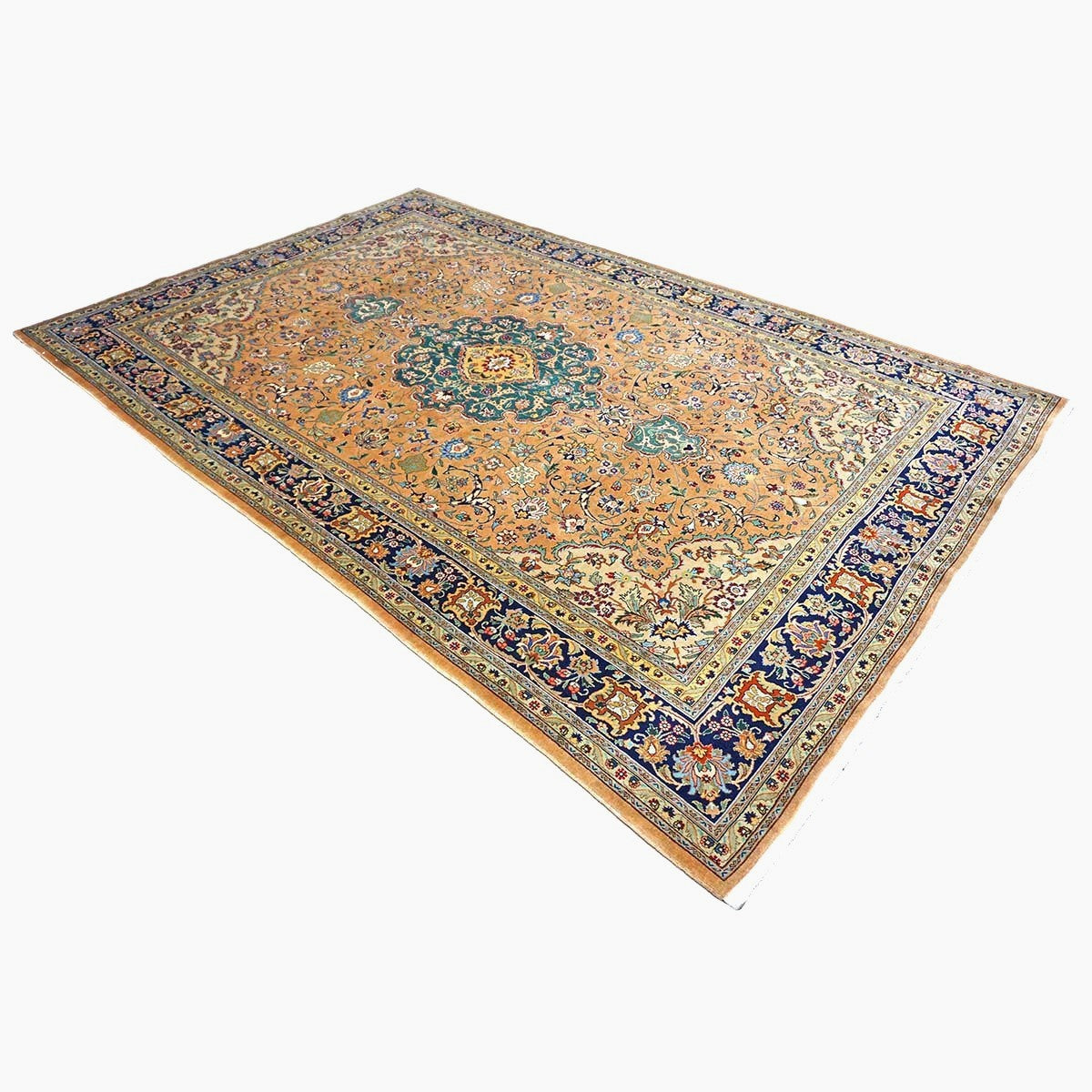 Antique Persian Tabriz Wool 6x10 Copper, Tan & Navy Handmade Area Rug #9902593