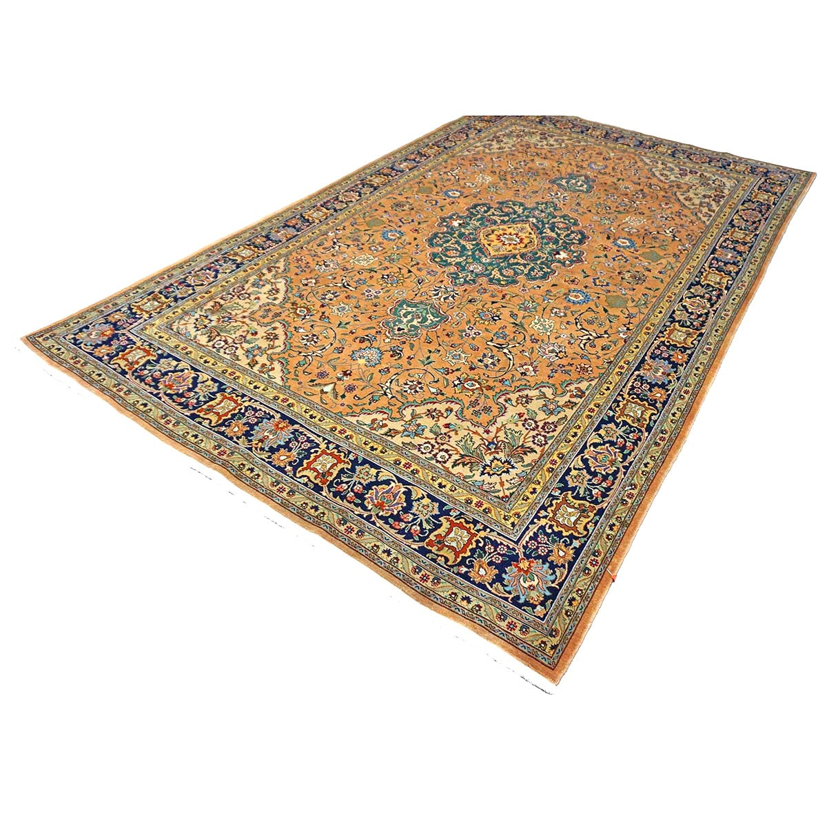 Antique Persian Tabriz Wool 6x10 Copper, Tan & Navy Handmade Area Rug #9902593